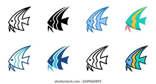 Tropical fish icon definir coleção de vários estilos 
