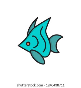 tropical fish icon vector with fill outline style. diving icon
