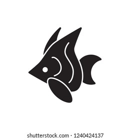 tropical fish icon vector with glyph style. diving glyph icon