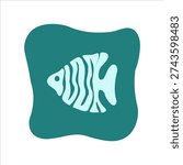 Tropical Fish Icon Vector, Hand Drawn Marine Sea Life Symbol, Nautical Ocean Doodle Illustration