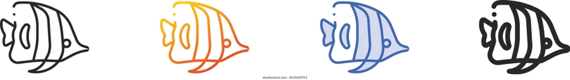 tropical fish icon.Thin Linear, Gradient, Blue Stroke and bold Style Design Isolated On White Background
