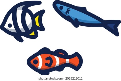 Tropical fish illustration icon design flat animals