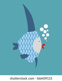 Tropical Fish isolated. Marine animal in water