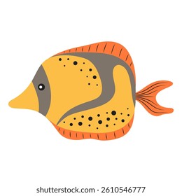 tropical fish isolated, marine illustration in cartoon flat style