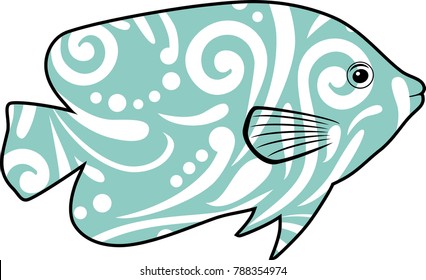 Tropical fish isolated on white background for design. Vector