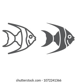 Tropical Fish Line And Glyph Icon, Animal And Underwater, Aquatic Sign Vector Graphics, A Linear Pattern On A White Background, Eps 10.