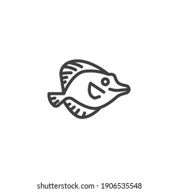 Tropical fish line icon. linear style sign for mobile concept and web design. Exotic fish outline vector icon. Symbol, logo illustration. Vector graphics