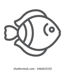 Tropical fish line icon, nature and animal, aquatic animal sign, vector graphics, a linear pattern on a white background, eps 10.