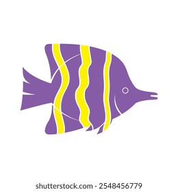 Tropical fish logo icon vector style with white background. Underwater sea life design element.