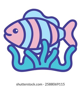 Tropical fish marine life icon illustration