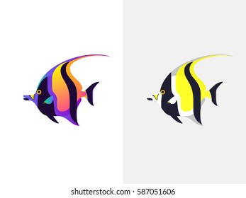 Tropical Fish. Moorish Idol ( , Zanclus cornutus). Vector 