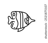 Tropical Fish Outline Icon, Vector illustration