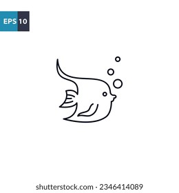 Tropical fish outline icon Vector illustration
