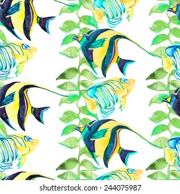 Tropical fish pattern. Seamless vector pattern.