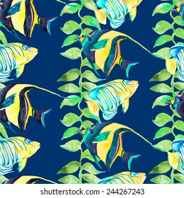 Tropical fish pattern. Seamless vector pattern.