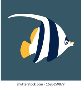 tropical fish, scalar vector illustration isolated on a dark background