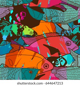 Tropical fish seamless pattern