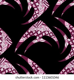 Tropical Fish. Seamless Pattern with Colorful Fish Hand Drawn in Childish Style. Sea Pattern for Textile, Fabric, Print. Bright Simple Texture in Trendy Colors. Vector Illustration.
