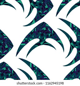 Tropical Fish. Seamless Pattern with Colorful Fish Hand Drawn in Childish Style. Sea Pattern for Paper, Chintz, Print. Bright Simple Texture in Trendy Colors. Vector Illustration.