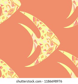 Tropical Fish. Seamless Pattern with Colorful Fish Hand Drawn in Comic Style. Sea Pattern for Textile, Fabric, Print. Bright Simple Texture in Trendy Colors. Vector Illustration.