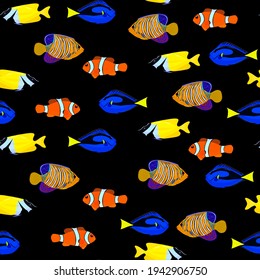 tropical fish seamless pattern, vector illustration