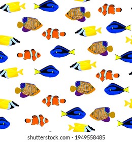 tropical fish, seamless pattern, vector illustration