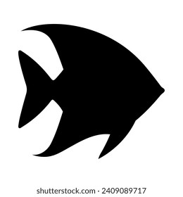 Tropical Fish Silhouette Illustration On Isolated Background