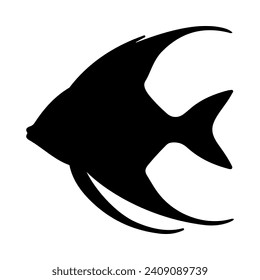 Tropical Fish Silhouette Illustration On Isolated Background