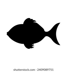 Tropical Fish Silhouette Illustration On Isolated Background