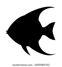 Tropical Fish Silhouette Illustration On Isolated Background