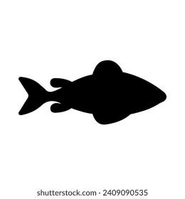 Tropical Fish Silhouette Illustration On Isolated Background