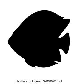 Tropical Fish Silhouette Illustration On Isolated Background