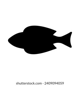 Tropical Fish Silhouette Illustration On Isolated Background