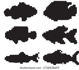 Conjunto de Vector de Colección de siluetas de peces tropicales