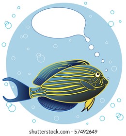 Tropical fish with speech or think bubble, vector