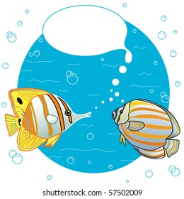 Tropical fish with speech or think bubble, vector