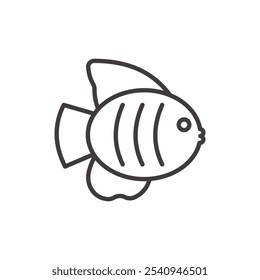Ícone de traço de peixe tropical em preto
