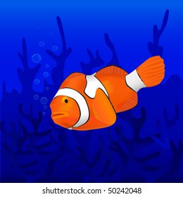 tropical fish swimming in the clear blue water(vector)