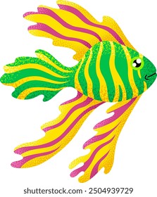 Tropical fish textured icon. Ocean color animal