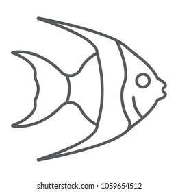 Tropical fish thin line icon, animal and underwater, aquatic sign vector graphics, a linear pattern on a white background, eps 10.