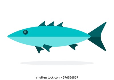 Tropical fish tuna vector flat material design isolated on white