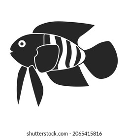 Tropical fish vector black icon. Vector illustration exotic aunafish on white background. Isolated black illustration icon of tropical fish .
