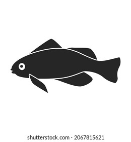 Icono de vector de pez tropical negro. Ilustración vectorial tiburón exótico sobre fondo blanco. Icono de ilustración negra aislada de peces tropicales.