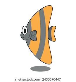Tropical fish vector cartoon icon. Isolated cartoon icon aquarium animals .Vector illustration tropical fish on white background