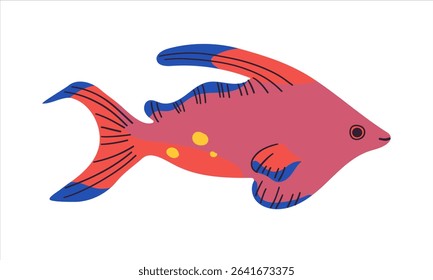 Tropical fish vector cartoon icon. Isolated cartoon icon aquarium or sea animals .Vector illustration tropical fish on white background. Hand drawn illustration .