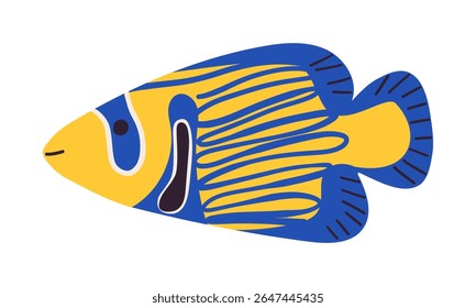 Tropical fish vector cartoon icon. Isolated cartoon icon aquarium or sea animals .Vector illustration tropical fish on white background. Hand drawn illustration .