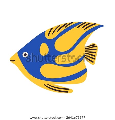 Tropical fish vector cartoon icon. Isolated cartoon icon aquarium or sea animals .Vector illustration tropical fish on white background. Hand drawn illustration .