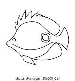 Tropical fish vector outline icon. Vector illustration exotic aunafish on white background. Isolated outline illustration icon of tropical fish .