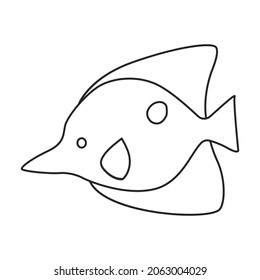 Tropical fish vector outline icon. Vector illustration exotic aunafish on white background. Isolated outline illustration icon of tropical fish .