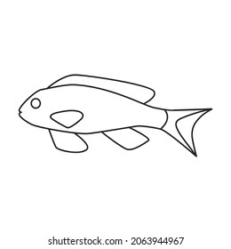 Tropical fish vector outline icon. Vector illustration exotic aunafish on white background. Isolated outline illustration icon of tropical fish .